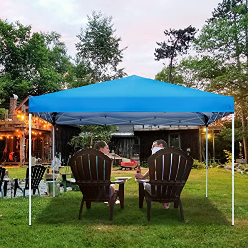JupiterForce 10 x 10 Pop Up Height Adjustable Canopy Tent Sun Protection Waterproof Instant Shelter Portable Folding Canopy with Ropes Stakes Roller Carry Bag, Blue - color: Blue