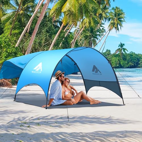 Beach Tent - Beach Shade Canopy Compact Fold (16.9x3.9″), Own Patent, 360° Ventilation, Large Side Storage Pocket, UV Protection Portable Sun Shelter for Beach (Blue, 90.5*59*53″ with 74.8*74.8″ sail) - size: 90.5*59*53″ with sail