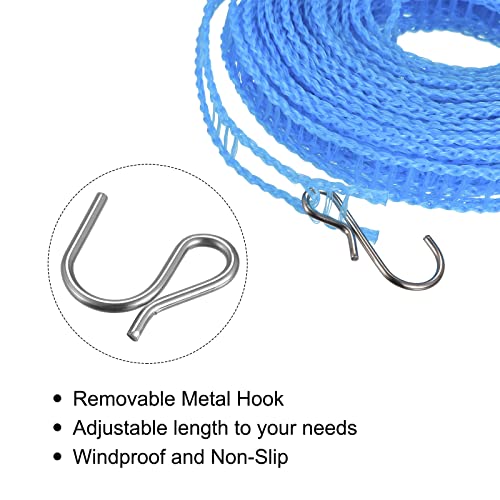 uxcell Portable Clothesline, 32.8ft Nylon Windproof Non-Slip Washing Line Rope for Courtyard Outdoor Travel Camping Laundry Drying, Blue - color: Blue, size: 32.8ft
