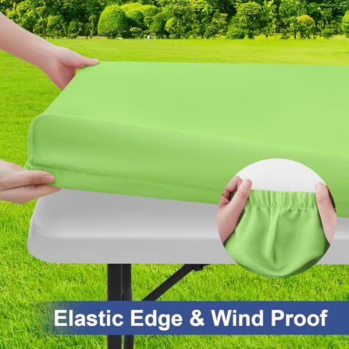 homing Rectangle Table Cloth Cover, Waterproof Polyester Elastic Fitted Tablecloth, Fits for 4 Foot Folding Tables, Washable Table Protector for Picnic, Camping, Outdoor (Lime Green, 24" x 48") - color: Lime Green, size: 48" x 24" (Rectangular)