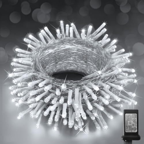 KNONEW Christmas String Lights Indoor Plug in,60FT 180LED Outdoor Waterproof Fairy Lights,8 Lighting Modes,Timer Memory Function for Bedroom Patio Balcony Party (Cool White) - color: Cool White, size: 60FT 180 LED