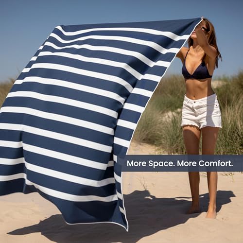 SummerSand Microfiber Beach Towel XXL Oversized (71 x 63 in) - Quick Dry, Sand Free - Compact and Lightweight for Travel - Recycled Materials - Extra Large Beach Blanket – Deep Blue - color: Deep Blue, size: 71x63"