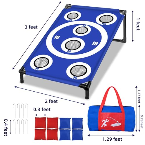 NZQXJXZ Cornhole Board Set with 8 Bean Bags 3x2 Ft Corn Hole Games Portable Cornhole Set for Indoor and Outdoor Ideal for Kids, Adults, Camping,Travel,Beach, Yard