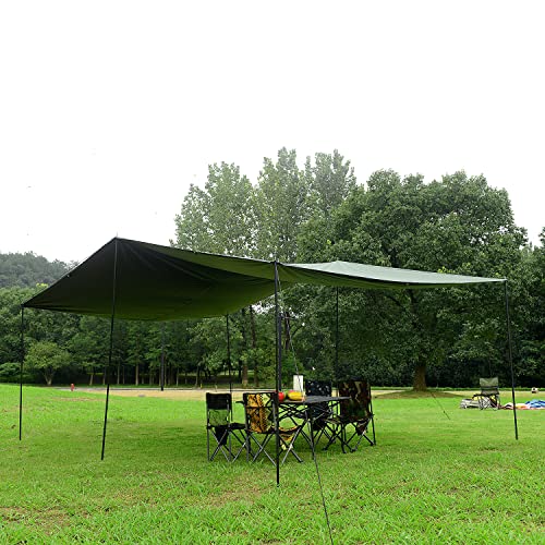 Wind Tour Portable Multifunctional Outdoor Camping Traveling Awning Backpacking Tarp Sunshade Lightweight UV Protection and PU 3000mm Waterproof Rain Fly Tarp Shelter (118 * 118 inches) - size: 118×118 inches