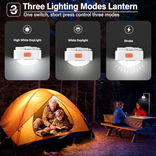 Rechargeable Camping Lights FLY2SKY 6Pcs White Tent Lights Mini Flashlight Portable LED Camping Lantern Survival Gear Camping Accessories for Hiking Backpacking Fishing Hurricane Emergency Outage - style: 6 Pcs White