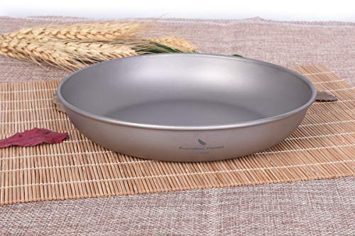iBasingo Titanium Pan Dish Plate with Carry Mesh Bag Ultralight for Outdoor Camping Tableware Cookware Mess Kit A-Ti1102T - color: M- Ti1102T