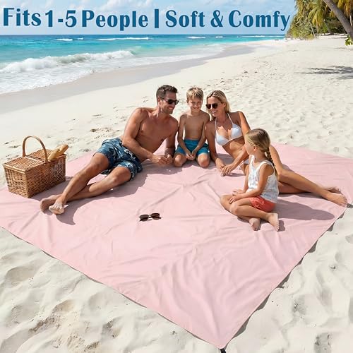 Famstar Beach Blanket Oversized Extra Large 78" X 81",Waterproof Sandproof Beach Blanket 1-7 Adults Lightweight Durable for Travel Camping Hiking Picnic - color: Crimson, size: 78" X 81"