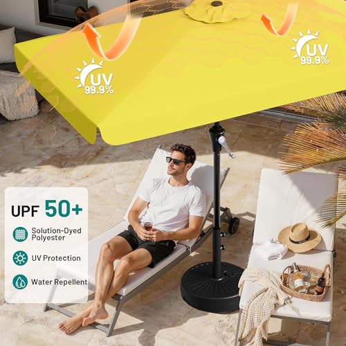 AreShark 6.5 x 10 FT Rectangular Valance Patio Umbrella, Outdoor Umbrella with Tilt and Crank, Market Table Umbrellas W/ 6 Ribs UV Protection for Garden, Deck, Backyard and Pool, Yellow - color: Yellow, size: 6.5x10 FT