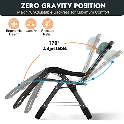 MOPHOTO Zero Gravity Chair, Outdoor Padded Lounge Chair with Side Table, Zero Gravity Recliner Chair, Outdoor Reclining Chair, Sturdy & Comfortable, Supports up to 440lbs - color: Pear Green, style: Zero Gravity Chair
