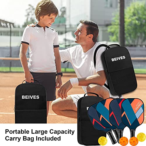 Pickleball Paddles, USAPA Fiberglass Pickleball Paddles Set of 4, Pickleball Set with 4 Pickleball Rackets, Including 4 Pickleballs & 1 Carry Bag, Pickle Ball Paddles Set for Men, Women - color: 1.Orange&Red-set of 4