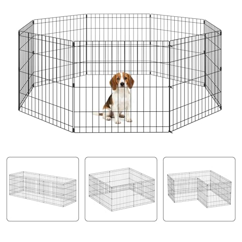 NChanmar Pet Dog Palypen Foldable Portable Metal Dog Fence Pet Exercise Pen for Outdoor & Indoor 24 Inch Height 8 Panels Puppy Palypen Kenne w/Door for Puppy Dogs Small Breeds, Black - size: 24 In