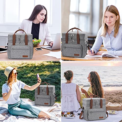 Maelstrom Lunch Box, 23L Insulated Lunch Bag, Expandable Double Deck Cooler Bag, Lightweight Leakproof Tote Bag With Side Tissue Pocket, Suit For Men and Women (B. Gray) - color: B. Gray