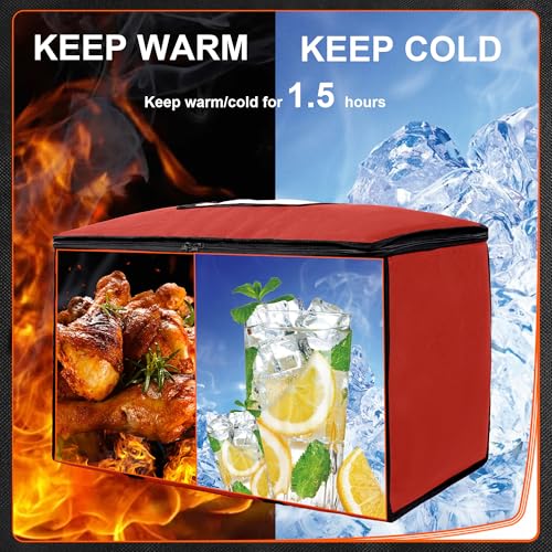 Himal Outdoors Insulated Food Delivery Bag XXXL-23Wx15Hx14D inches Premium Insulated Grocery Bag for HOT/COLD Food Delivery, Fit for Uber Eats, Doordash, Commercial Catering Transportation (Red) - color: Red