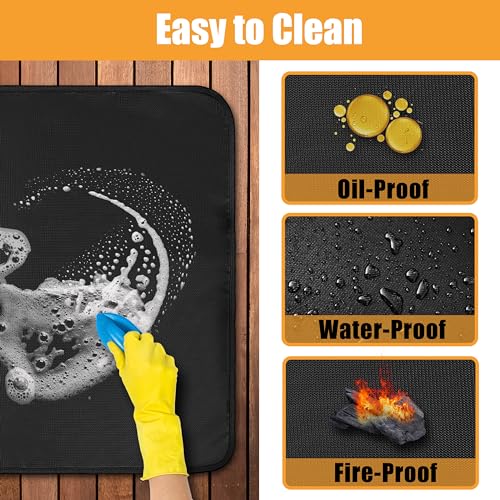 Heat Resistant Grill Mats for Outdoor Grill Compatible with Blackstone 17 & 22 Inch Griddle to Protect Your Prep Table and Outdoor Grill Table, Fire Proof & Water Proof & Oil Proof BBQ Mat - color: Black, size: 24x31x0.02in