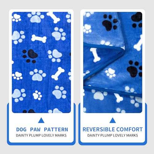 Dog Blanket Paw Bone Pattern 1 Pack 1 Super Soft Warm Flannel Sofa Cover Car Bed Protector, Urine Proof Washable Outdoor Pet Blanket for Puppy Large Dogs & Cats,80"*60" Blue - color: Blue|paw Bone, size: 80*60 inch (Pack of 1)