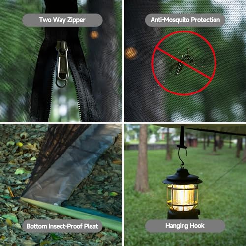 Hammock Screen House with 2 Openings, Lightweight Camping Tarp Tent Mosquito Net for Camping, Picnics, Backyard and Backpacking - color: Screen House-army