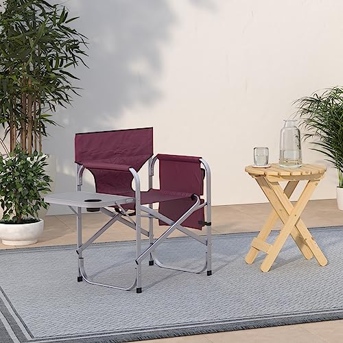 Stylish Camping Full Back Folding Director's Chair - color: Burgundy