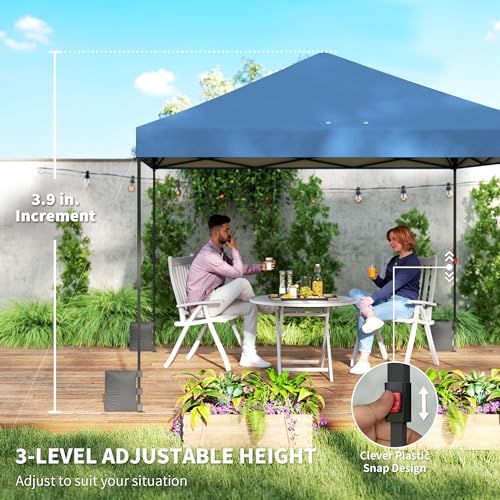 Outsunny 10 x 10 ft Pop Up Canopy Tent with One Push Setup, Easy Setup Outdoor Portable Instant Canopy Shelter with Wheeled Carry Bag, Sandbags, Adjustable Height for Parties, Events, Dark Blue - color: Dark Blue