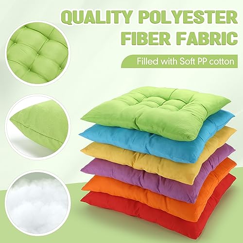 Geetery 12 Pcs Floor Pillows Bulk Seating Cushions for Floor Chair 15.7'' Large Meditation Cushion for Yoga Living Room Tatami Bedroom Balcony Office (Bright Color,Square) - color: Bright Color, size: Square