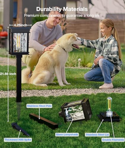 XMCOSY+ Solar Pathway Lights, 50 LM Bright Solar Lights, Garden Outdoor Waterproof Light IP65, 2-in-1 Landscape Lighting, Outdoor Light for Yard, Path, Walkway, Driveway (Warm & Cool) - size: 4 Pack