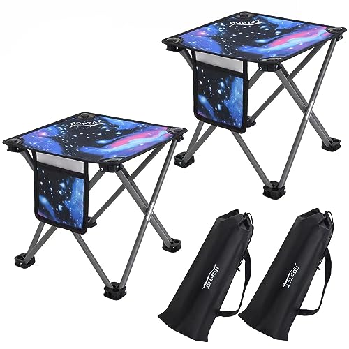 Roptat 2 Pack Camping Stool,Portable Folding Compact Lightweight Stool Seat for Camping Fishing Hiking Gardening Outdoor Walking Backpacking Travelling and Beach with Carry Bag - color: Dark Galaxy