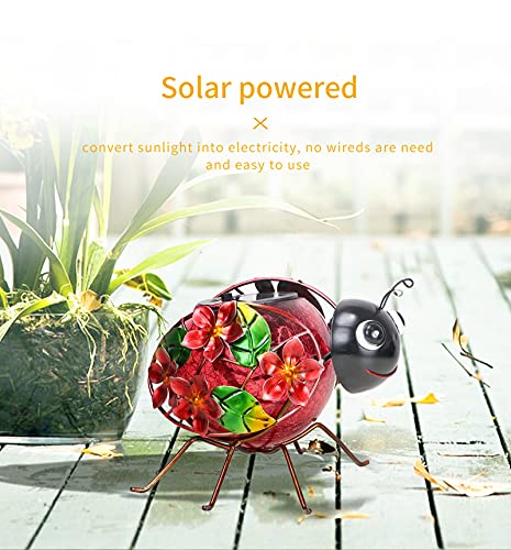 MUMTOP Solar Lantern, Waterproof LED Solar Lights Outdoor Ladybug Decorative Tabletop Lanterns for Patio Garden Table Decor - style: Ladybug