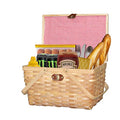 Wickerwise Gingham Lined Woodchip Picnic Basket with Lid and Movable Handles - size: Size: 12. 5" X 7. 5" X 7. 5"
