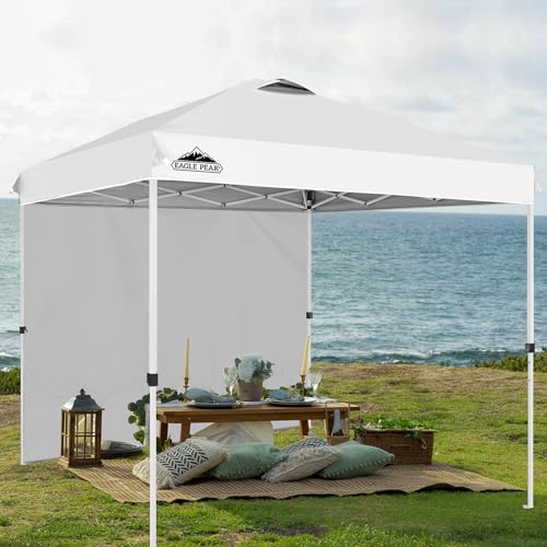 EAGLE PEAK Commercial Canopy 8x8 Pop Up Canopy Tent with 1 Sidewall, Easy Setup Heavy Duty Instant Event Shelter for Vendors & Markets, Outdoor Sun Shade, White - color: White, size: 8x8