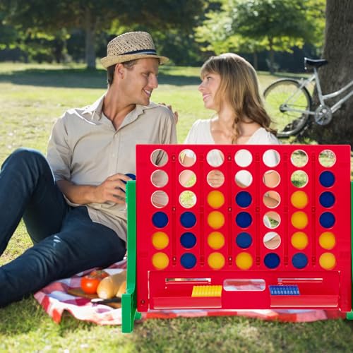KOTEK 1.6 FT Tall Giant 4-in-A-Row, Jumbo 4-to-Score Game with Carrying Bag & 42 Coins, Quick Release Slider, Indoor Outdoor Family Board Game for Kids Adults, Freestanding/Wall-Mounted (Green) - color: Green