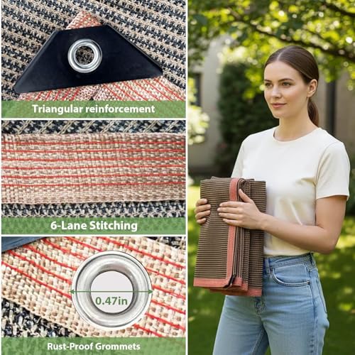 90% Shade Cloth Sun Shade Fabric Privacy Screen Shade Cover for Patio Garden Pergola Shade Cover Canopy with Gromments Mocha（8 x 16 FT） - color: Mocha, size: 8 x 16 FT