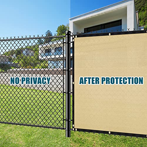UIRWAY Privacy Screen Fence 4ft x 50ft Sand, Heavy Duty 170GSM 90% Blockage Chain Link Fence Privacy Screen, UV Resistant Outdoor Windscreen Shade Net for Backyard Garden Patio Yard with Cable Ties - color: Sand, size: 4' x 50'