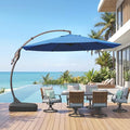 Grand patio 12 FT Sunbrella Cantilever Umbrella with Base Outdoor Aluminum Offset Umbrella with Tilt Adjustment (Sapphire Blue, 12 FT-SUNBRELLA) - color: Sapphire Blue-SUNBRELLA, size: 12 FT