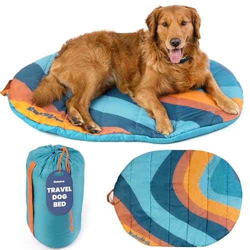 Travel Dog Bed (42" x 30")- Foldable & Packable for Travel, Road Trip, Camping– Lightweight, Water Resistant & Cozy with Soft Padding– Compact, Portable & Machine Washable– Large & Small Breeds: Teal - color: Sunset Surf