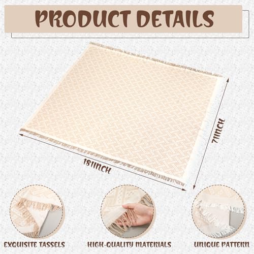 Beeveer Extra Large Outdoor Boho Picnic Blanket 181'' x 71'' Beige White Table Runner 6 Throw Pillow Cover Woven Cotton Yarn Oversize Beach Blanket Washable for Picnic Camp Wedding - color: Beige White, size: Fit 12-14 People 181'' X 71''