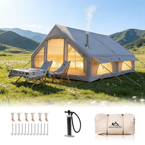 SENLEETO Inflatable Tents for Camping, Large Inflatable Camping Tent with Hand Pump, Easy Setup Tents for 4-6 People, Portable Glamping Tent - size: 157.48 inch**118.11 inch*82.68 inch/8-10 People