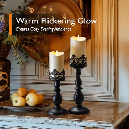 Homemory 6"x3" Outdoor Waterproof Flameless Candles, LED Candles, Battery Operated Candles with Remote and Timers, Electric Fake Plastic Pillar Candles, Ivory White, Set of 2 - color: Ivory White, size: D3“xH6"6"