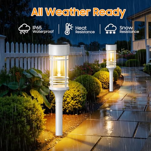 LETMY Solar Pathway Lights Outdoor, 8 Pack Solar Lights Outdoor Waterproof IP65, Bright Solar Garden Lights Outdoor for Yard Walkway Driveway Landscape Garden Decor（White） - color: White, size: 8 PACK
