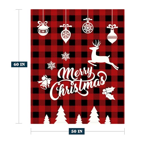 YeeJu Christmas Decorative Throw Blanket Red Plaid Christmas Throw Blanket for Couch Sofa Bed Soft Cozy Lightweight Fuzzy Plush Fleece Blankets and Throws Xmas Winter Blanket 50x60 - color: Chrsitmas-01, size: 50"x60"