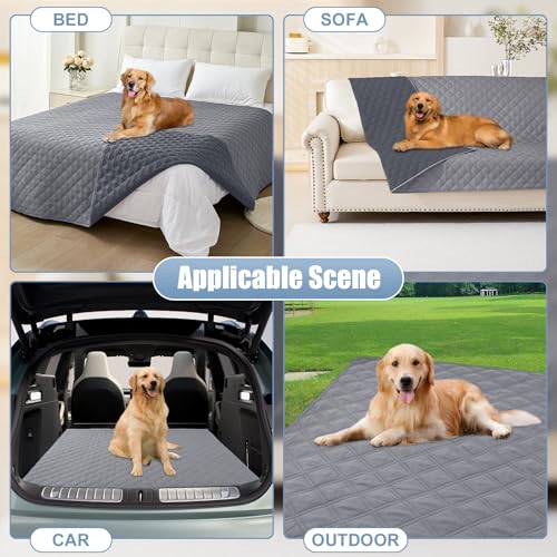 Smiry Waterproof Dog Bed Cover Pet Blanket, Soft Washable Dog Blanket for Furniture Bed Couch Sofa Reversible, Checkered (82"x102", Grey/Dark Grey) - color: Grey/Dark Grey, size: 82x102 Inch