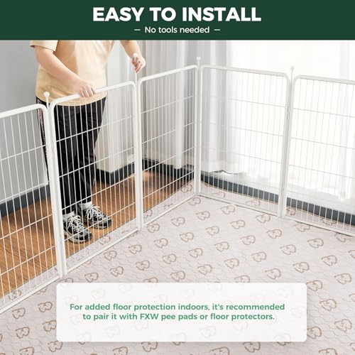 FXW Rollick Unleashed Dog Playpen for Indoor, Yard, RV Camping, 40 inch 16 Panels for Medium and Large Dogs, White│Patented - color: White, size: 40"H