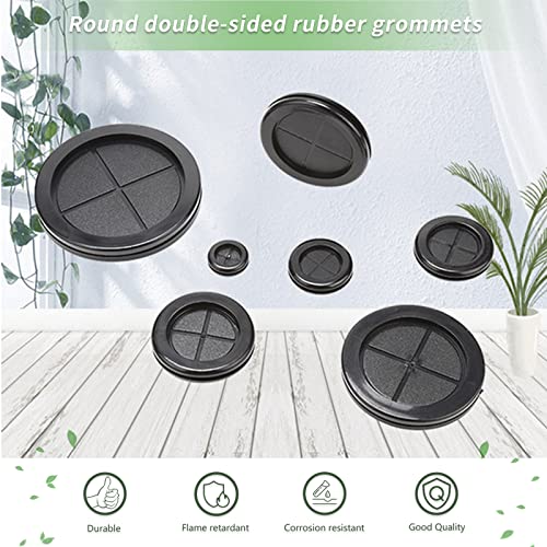 Flyshop 4-Pack Round Double-Sided Black 40 mm 1-9/16" Rubber Grommet, 35 mm 1-3/8" ID, Hole Grommet Synthetic Rubber Grommets Wire Protection - size: 1-9/16" (40mm) Drill Hole