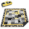 Supfitness Extra Large Picnic Blankets Waterproof Foldable (80 "x 80") Beach Blanket Waterproof Sandproof,3-Layer Thicking Mat Outdoor Packable Camping Blanket - color: Flower-3, size: 6'8" x 6'8" (Square)