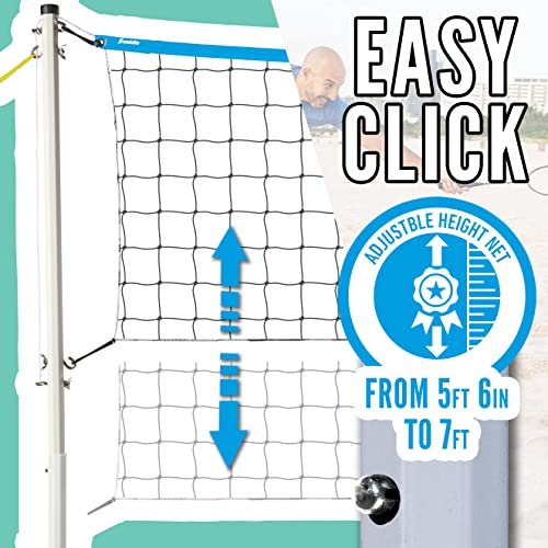 Franklin Sports Fun 5 Combo Outdoor Game Set - Backyard, Beach + Camping Games for Kids - Badminton, Volleyball, Flip Toss, Flying Disc - Horseshoes or Ring Toss - style: Blue Combo Set