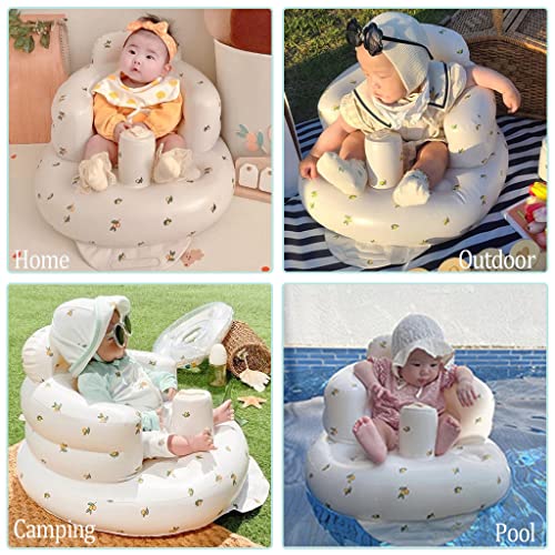 Inflatable Baby Chair, AirSwim Baby Inflatable Seat for Babies 3 Months and Up Summer Inflatable Baby Seat for Sitting Up, Blow Up Baby Floor Seat with Built in Air Pump, Orange - color: Orange