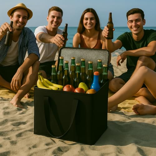 musbus 4-Pack insulated trunk organizer car cooler bag Food Insulated Grocery shopping bags, Black, reusable,zipper,foldable,tote,cold,for adult,for foodland, - color: Black, size: X-Large（16W x 12.5H x 9D）