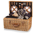 PICNIC TIME - Windsor Luxury Picnic Basket for 4 - Large Wicker Picnic Basket - Deluxe Picnic Set 4, (Navy Blue)