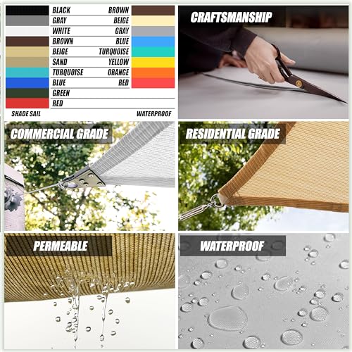 Amgo Custom Size 6' x 9' Beige Rectangle Square Sun Shade Sail UPF50+ AGTAPS16, Order to Make Canopy Awning, 95% UV Blockage, Water & Air Permeable, Commercial and Residential (We Customize) - color: Beige, size: 6' X 9' Custom Size