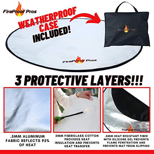 40 Inch Inferno Black Pattern Fire Pit mat. Decorative Heat and Ember Resistant Splatter Pattern Color Design. Fireproof mat for Protecting Wood Deck, Concrete, trex, Vinyl, and Grass. - size: 40 Inch Diameter Black Design Mat