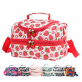 Insulated Kids Dual Compartment Lunch Bags Tote for Girls Boys Toddler Lunch Boxes Pre-School Toddler Kindergarten Picnic Camp Food Cooler Thermal with Strap (Bright Strawberry) - color: Bright Strawberry