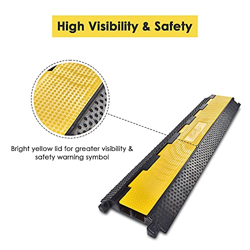 Yescom Cable Ramp Protector 2 Channel Garden Hose Protecitive 22000 Lbs Load Capacity Heavy Duty Speed Bump for Road Driveway Walkway - size: 1.8"H - 2 Channel